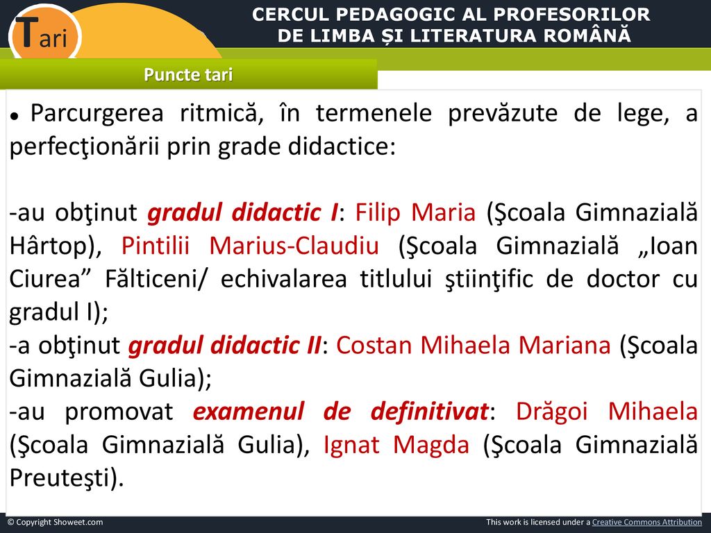 CERCUL PEDAGOGIC AL PROFESORILOR DE LIMBA ȘI LITERATURA ROMÂNĂ
