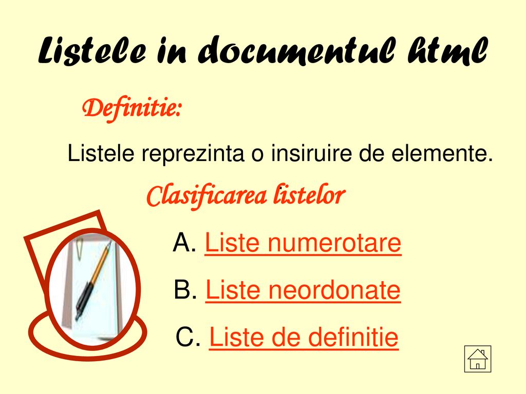 Listele in documentul html