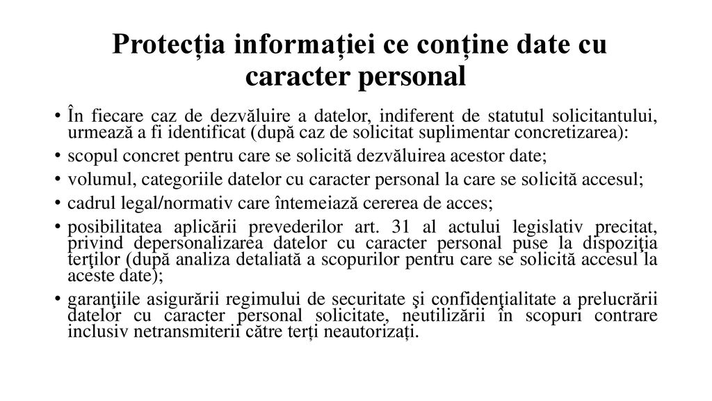 Protecția informației ce conține date cu caracter personal
