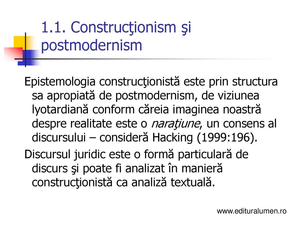 1.1. Construcţionism şi postmodernism