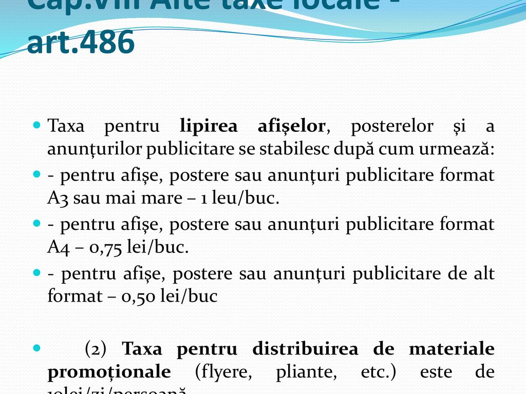 Cap.VIII Alte taxe locale - art.486