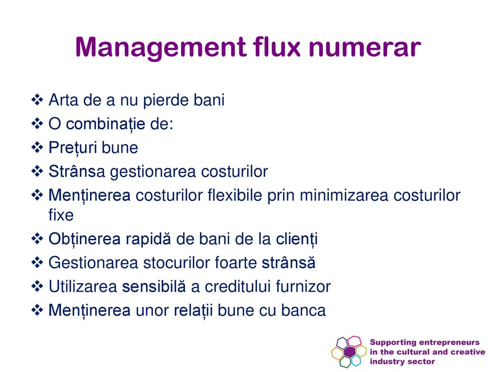 Management flux numerar