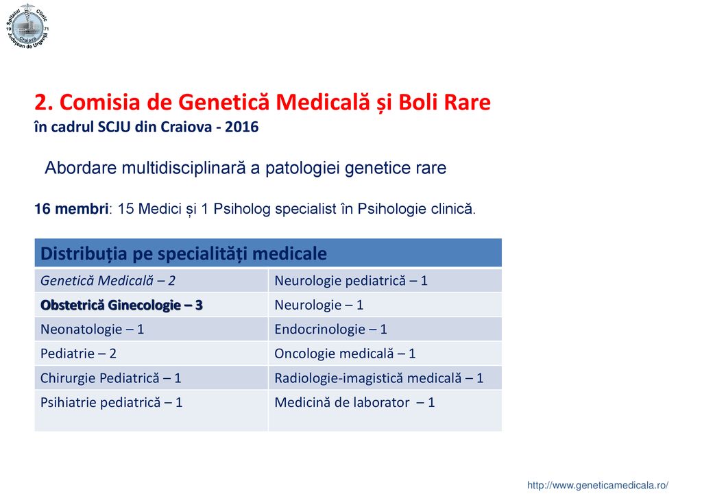 2. Comisia de Genetică Medicală și Boli Rare