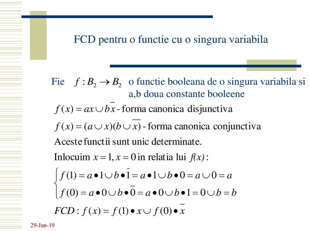 FCD pentru o functie cu o singura variabila