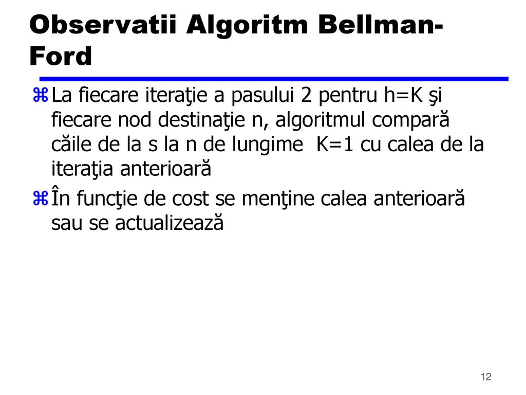 Observatii Algoritm Bellman-Ford