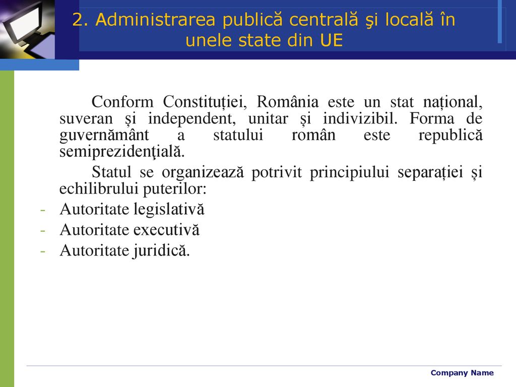 2. Administrarea publică centrală şi locală în unele state din UE