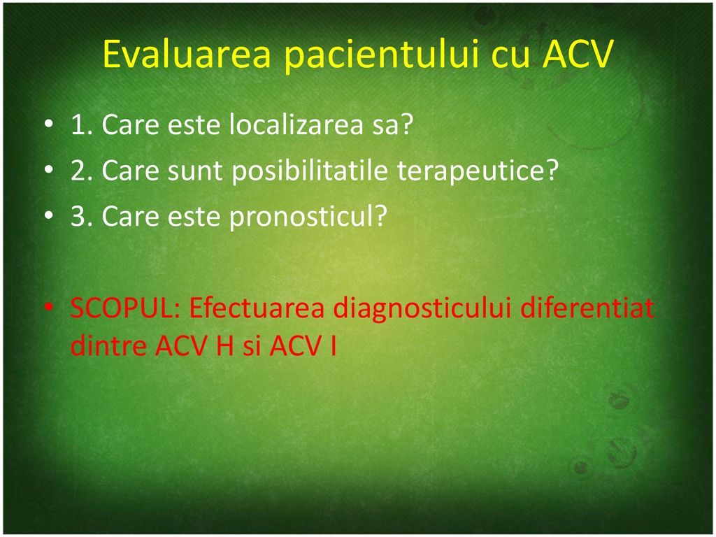 Evaluarea pacientului cu ACV