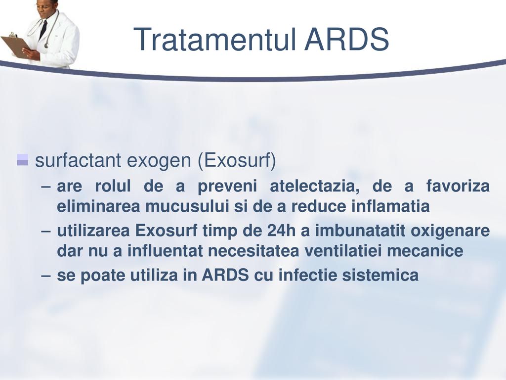 Tratamentul ARDS surfactant exogen (Exosurf)