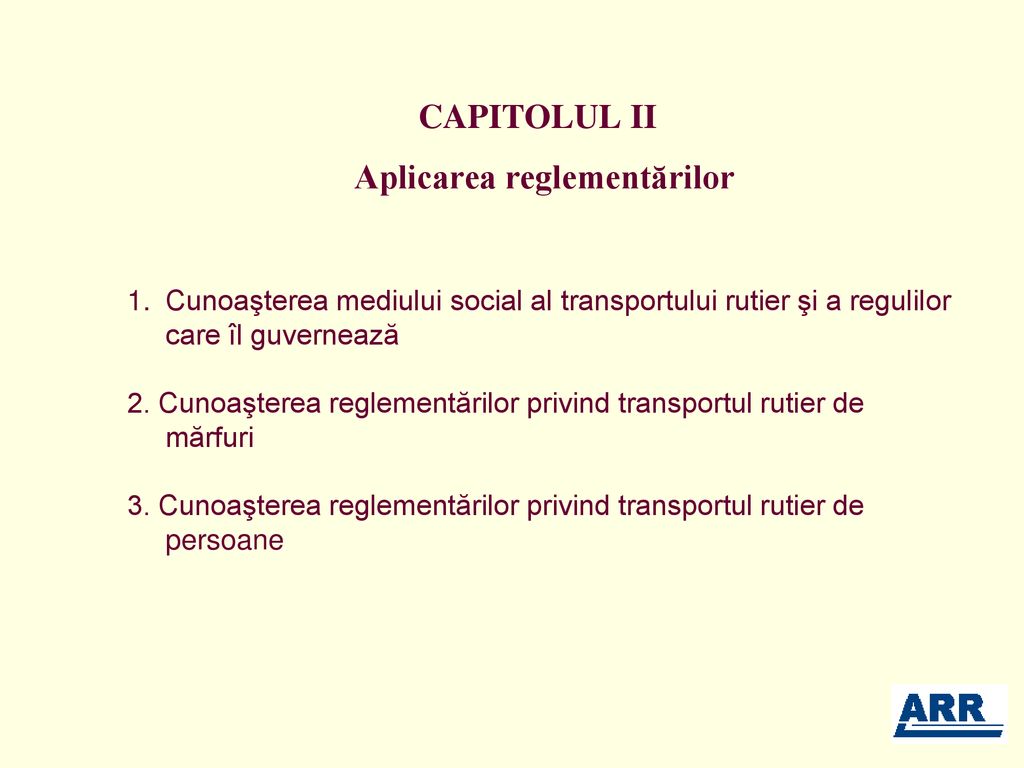 CAPITOLUL II Aplicarea reglementărilor