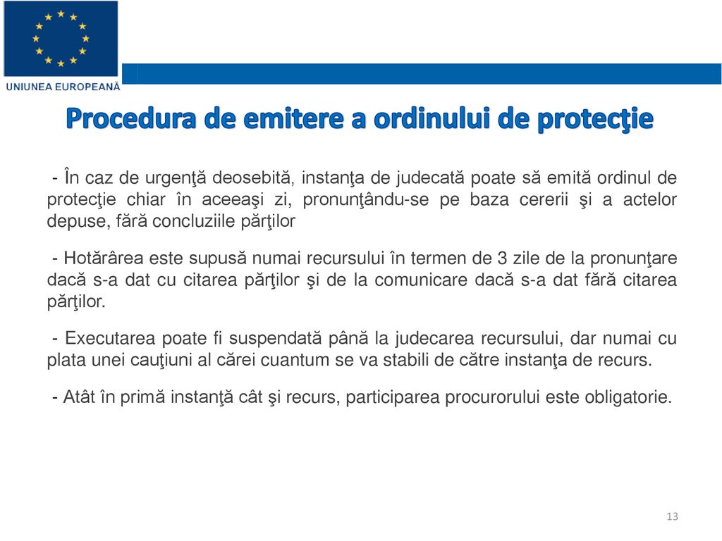 Procedura de emitere a ordinului de protecţie