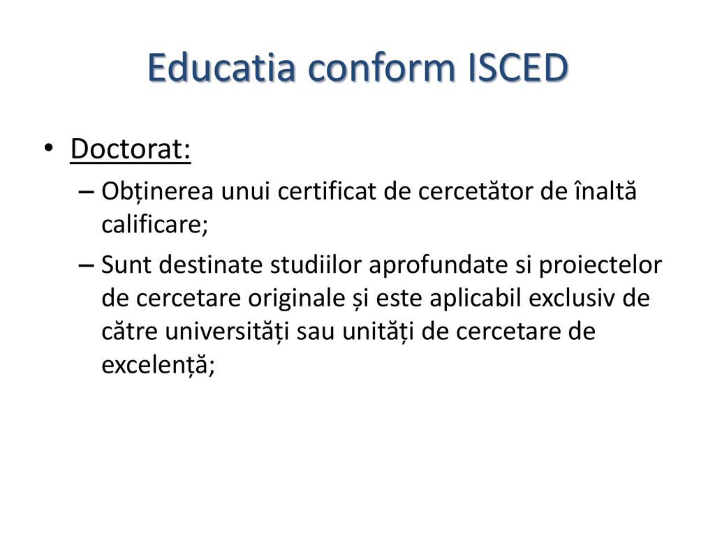 Educatia conform ISCED