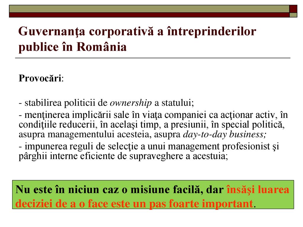 Guvernanţa corporativă a întreprinderilor publice în România