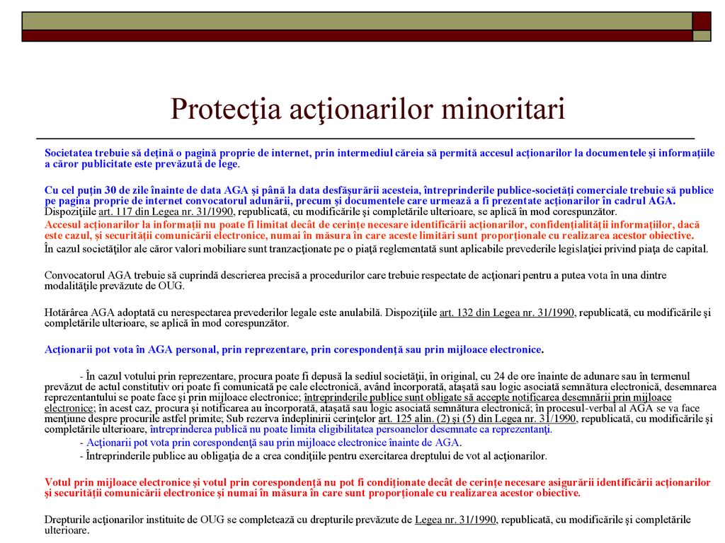 Protecţia acţionarilor minoritari