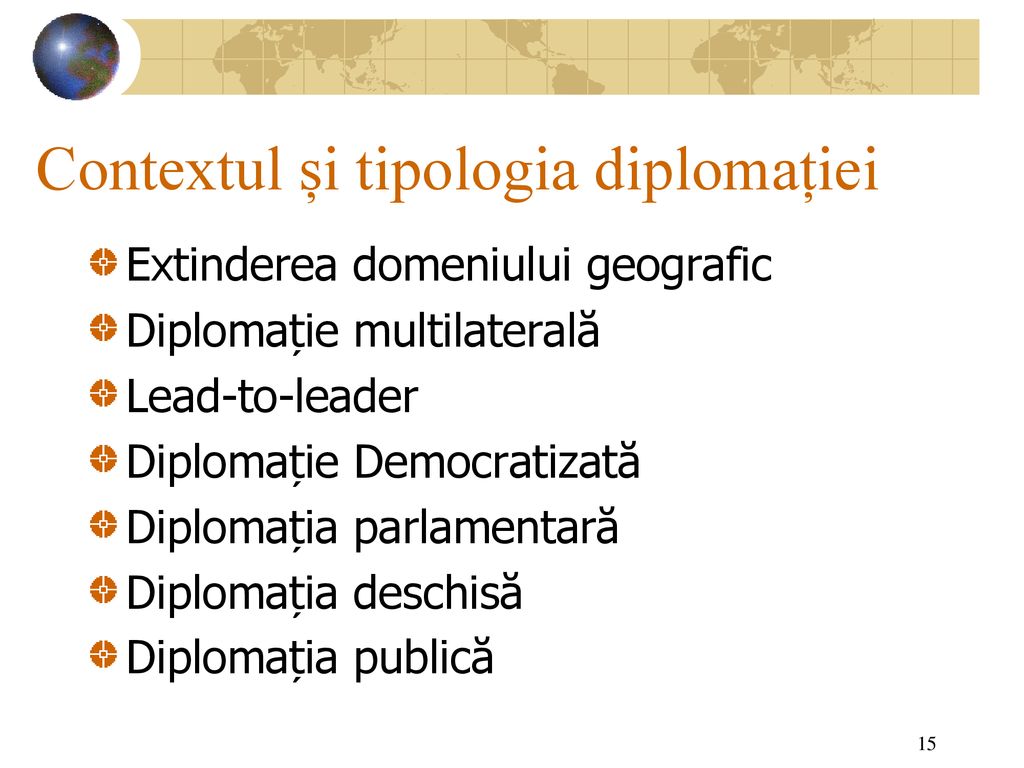 Contextul și tipologia diplomației