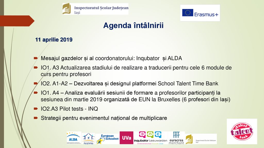Agenda întâlnirii 11 aprilie 2019
