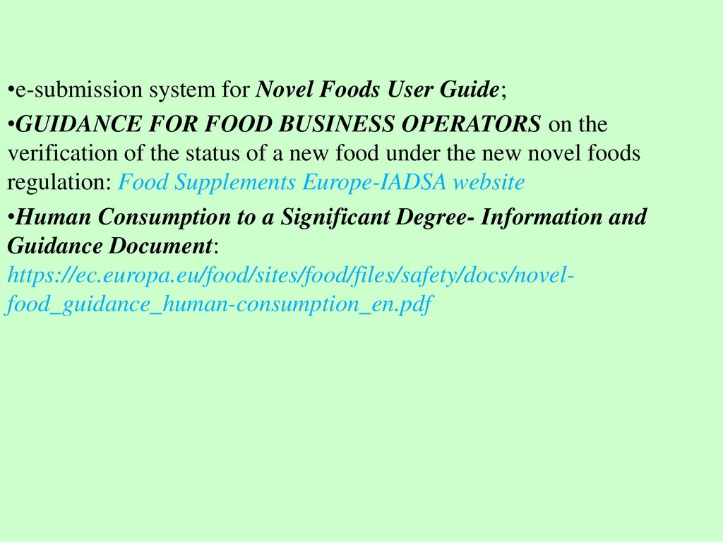 e-submission system for Novel Foods User Guide;