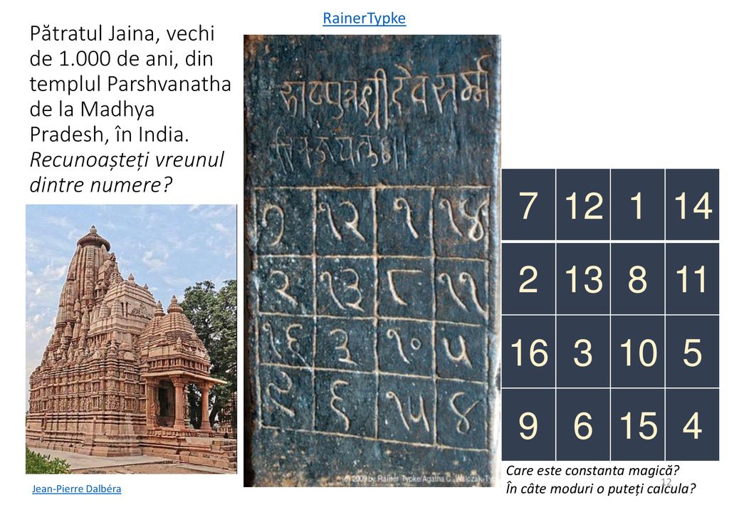 RainerTypke Pătratul Jaina, vechi de de ani, din templul Parshvanatha de la Madhya Pradesh, în India. Recunoașteți vreunul dintre numere