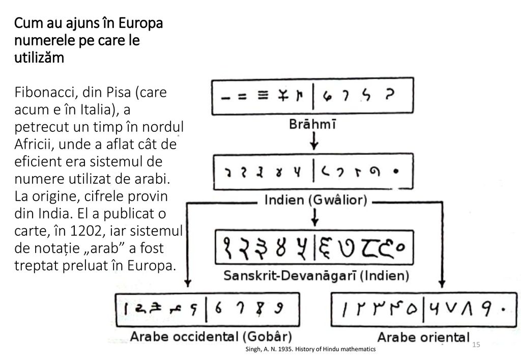 Cum au ajuns în Europa numerele pe care le utilizăm Fibonacci, din Pisa (care acum e în Italia), a petrecut un timp în nordul Africii, unde a aflat cât de eficient era sistemul de numere utilizat de arabi. La origine, cifrele provin din India. El a publicat o carte, în 1202, iar sistemul de notație „arab a fost treptat preluat în Europa.