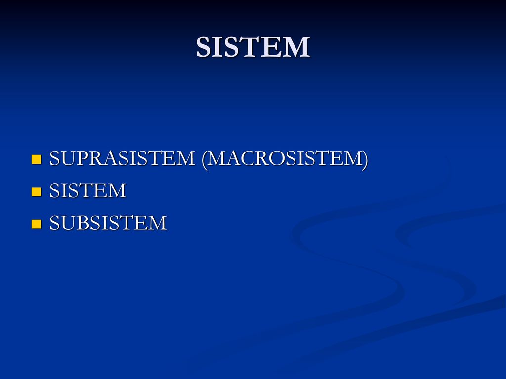 SISTEM SUPRASISTEM (MACROSISTEM) SISTEM SUBSISTEM