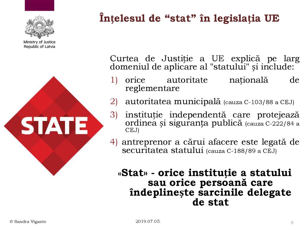 Înțelesul de stat în legislația UE