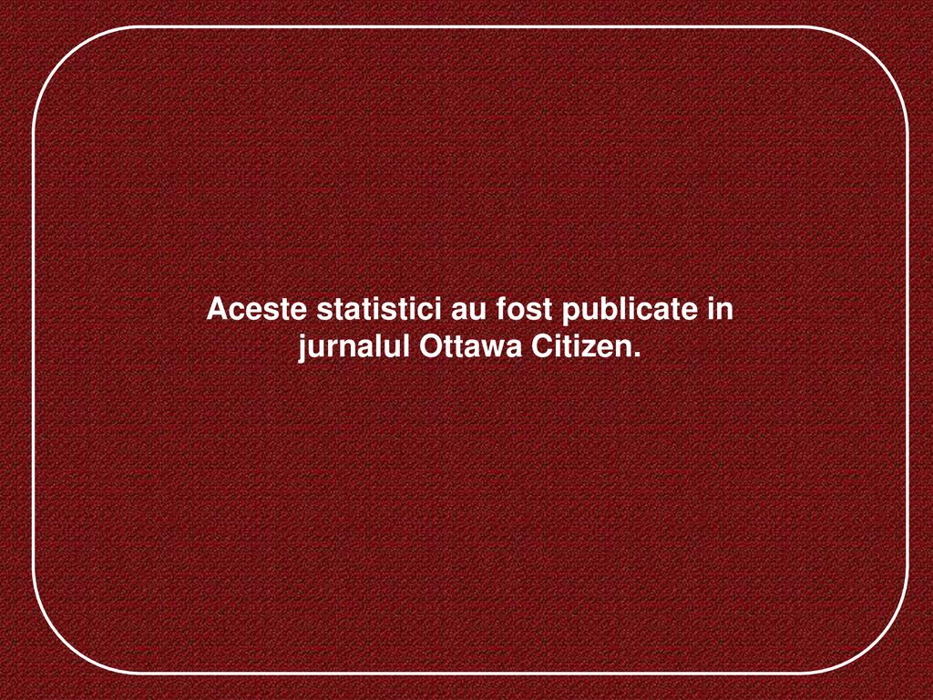 Aceste statistici au fost publicate in jurnalul Ottawa Citizen.