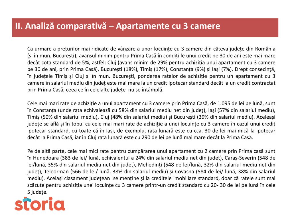 II. Analiză comparativă – Apartamente cu 3 camere