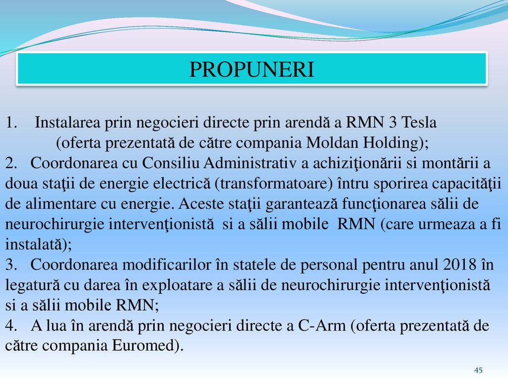PROPUNERI Instalarea prin negocieri directe prin arendă a RMN 3 Tesla