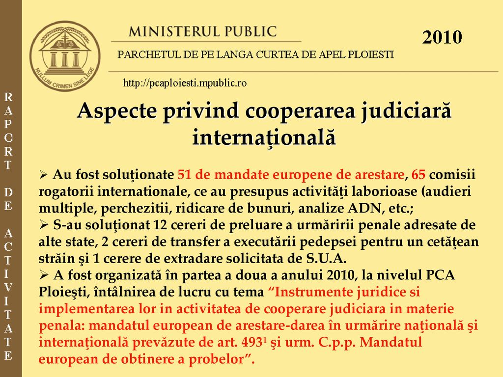 Aspecte privind cooperarea judiciară internaţională