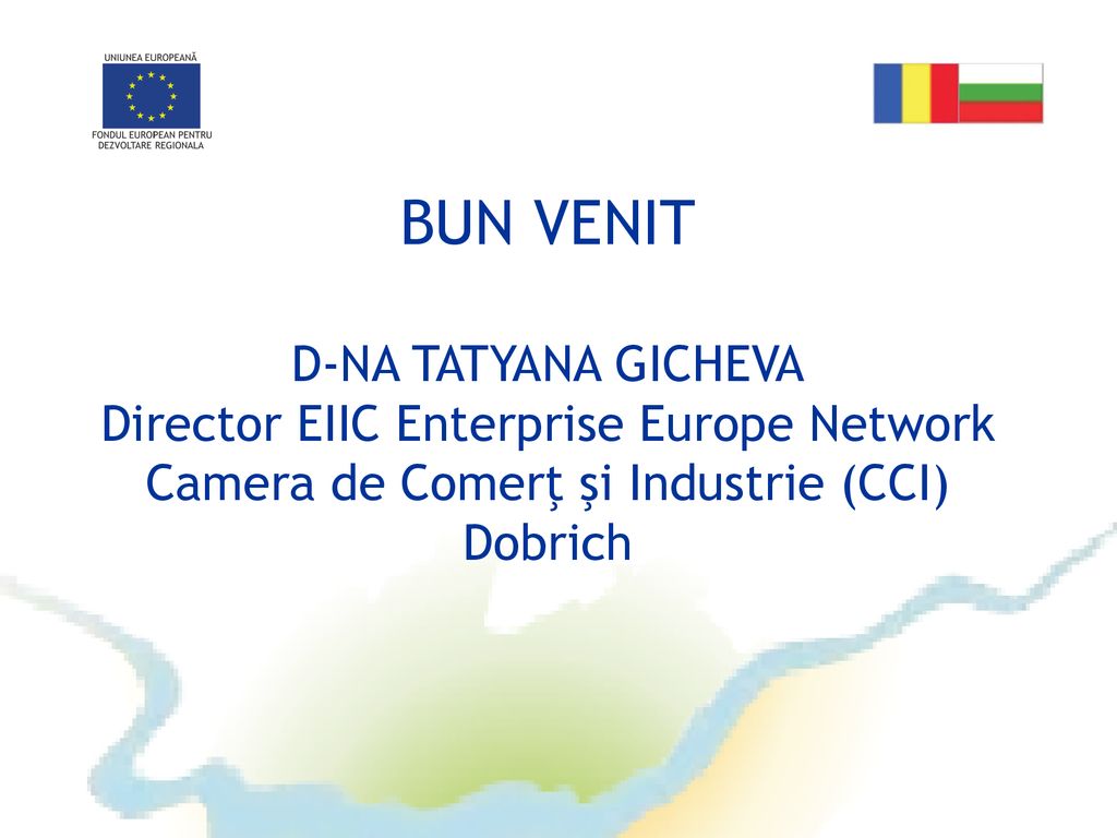 BUN VENIT D-NA TATYANA GICHEVA Director EIIC Enterprise Europe Network