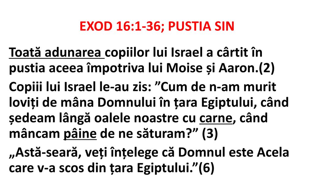 EXOD 16:1-36; PUSTIA SIN