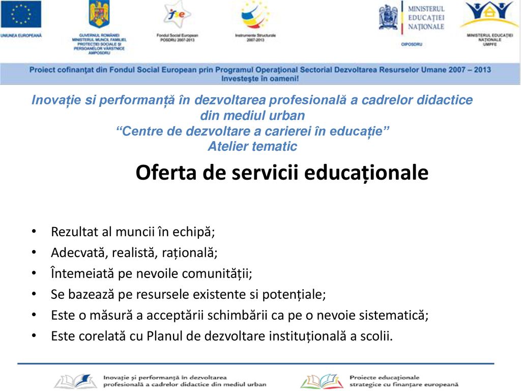 Oferta de servicii educaționale