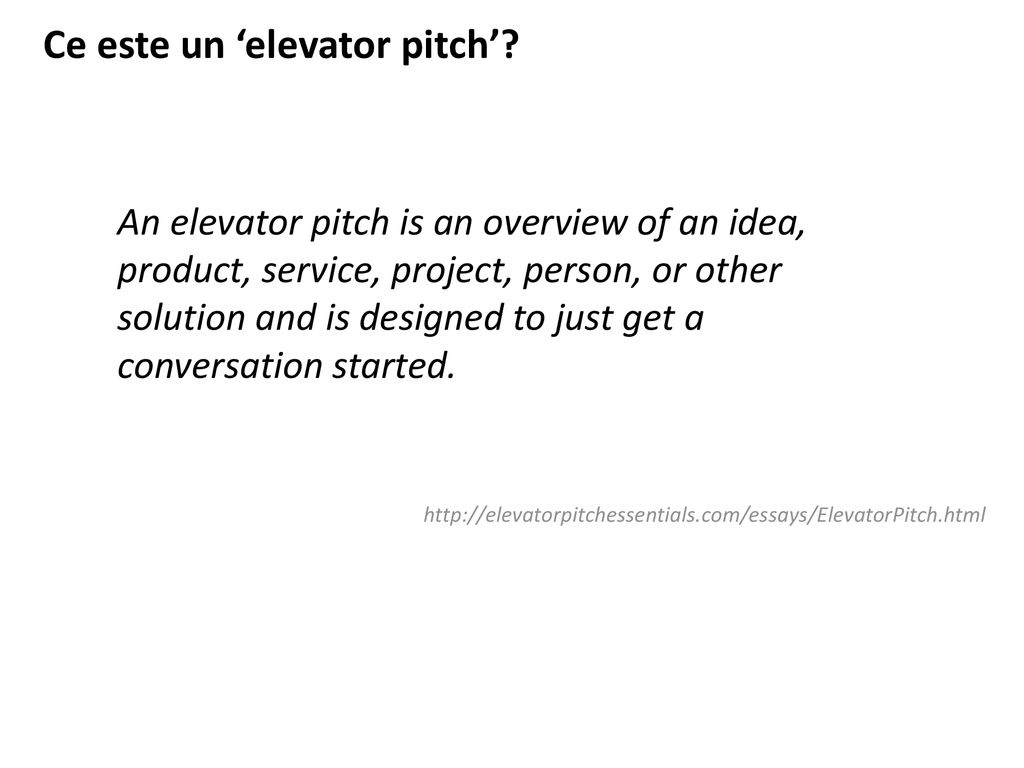 Ce este un ‘elevator pitch’