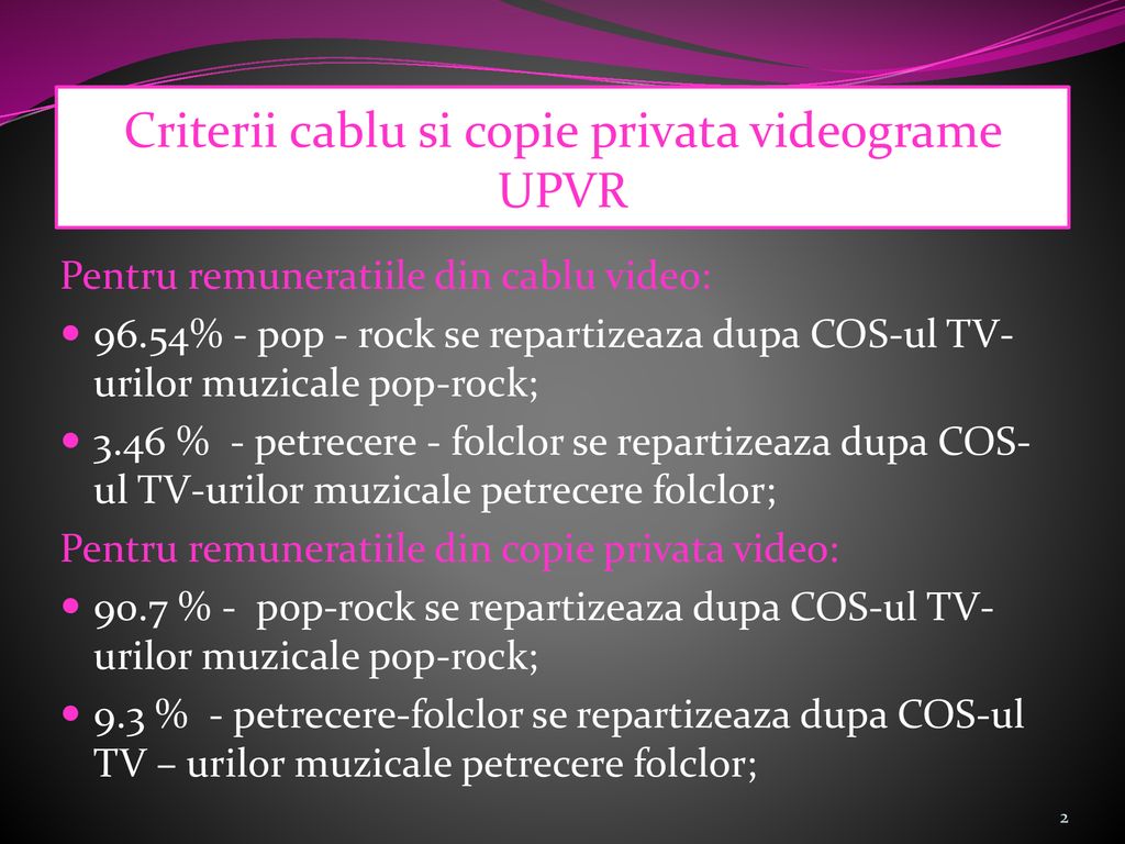 Criterii cablu si copie privata videograme UPVR