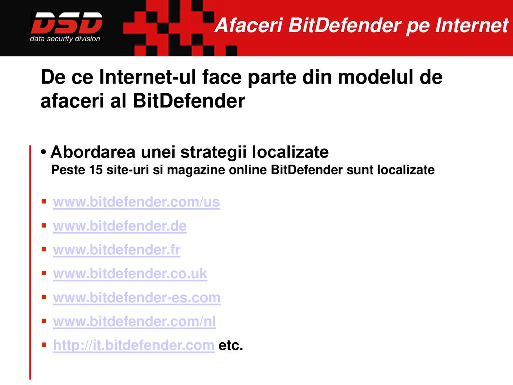 Afaceri BitDefender pe Internet