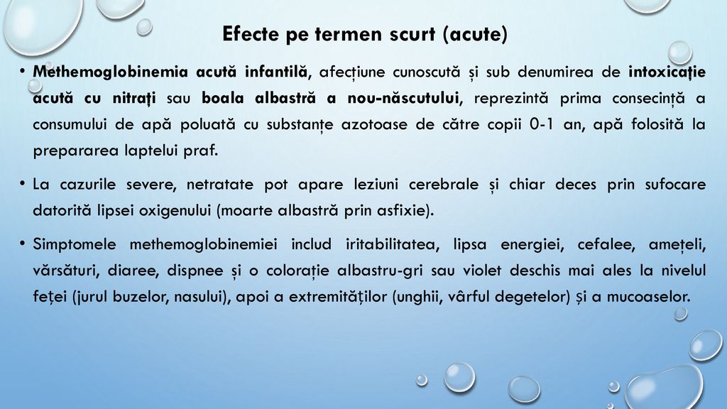 Efecte pe termen scurt (acute)