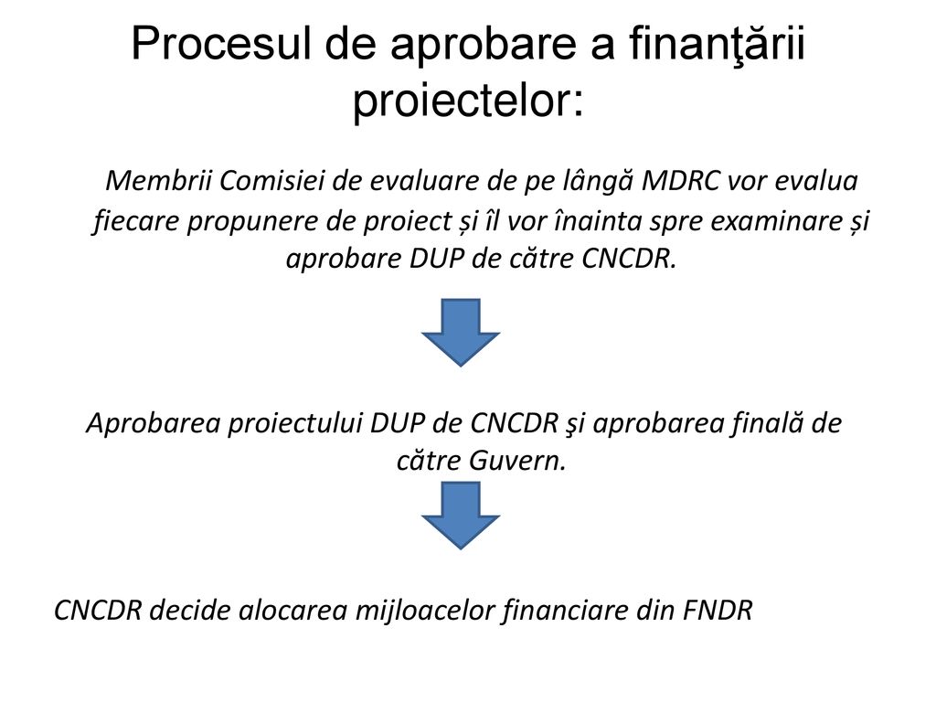 Procesul de aprobare a finanţării proiectelor: