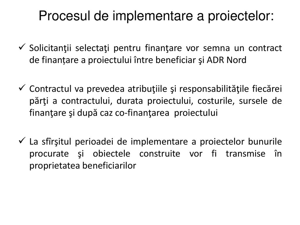 Procesul de implementare a proiectelor: