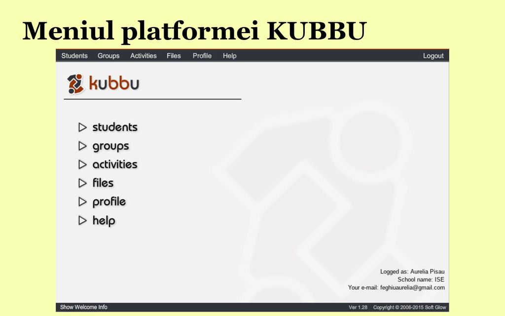 Meniul platformei KUBBU