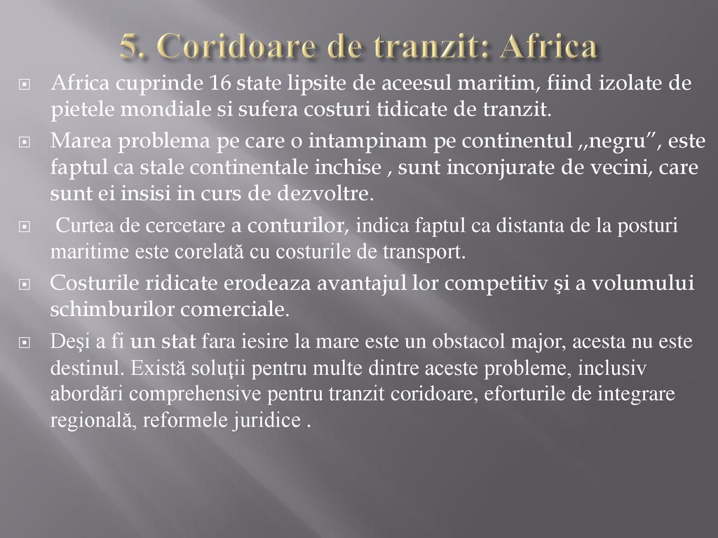 5. Coridoare de tranzit: Africa
