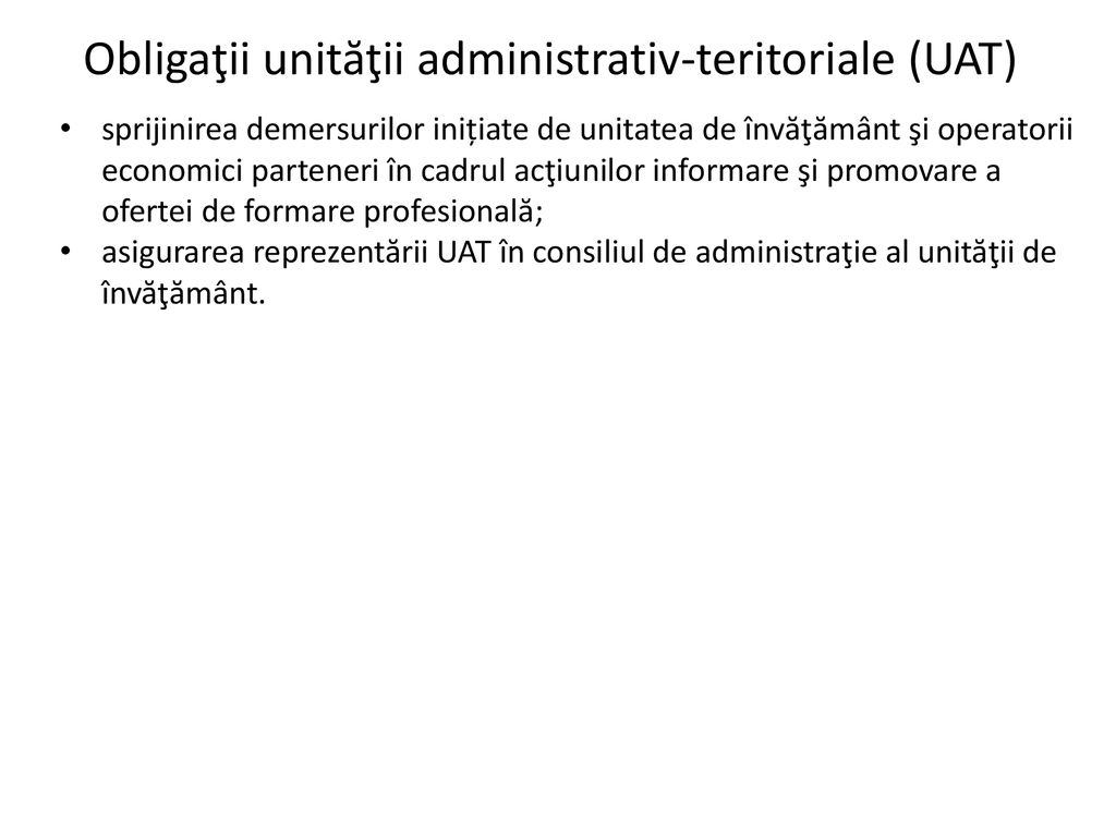 Obligaţii unităţii administrativ-teritoriale (UAT)