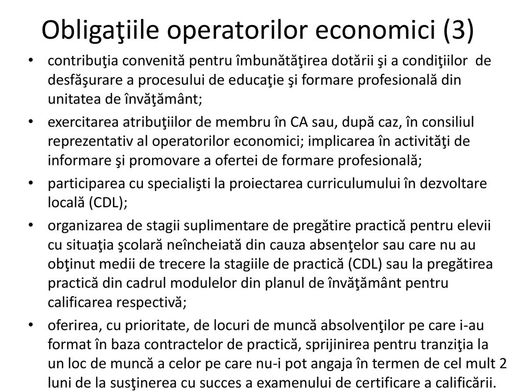 Obligaţiile operatorilor economici (3)