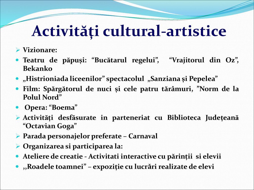 Activităţi cultural-artistice