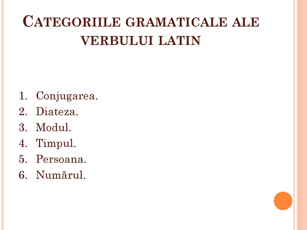 Categoriile gramaticale ale verbului latin