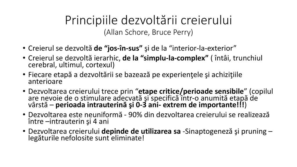 Principiile dezvoltării creierului (Allan Schore, Bruce Perry)
