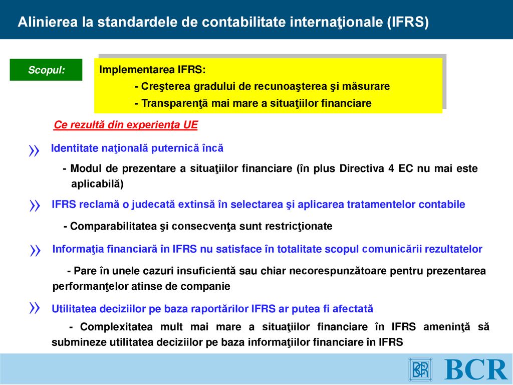 Alinierea la standardele de contabilitate internaţionale (IFRS)