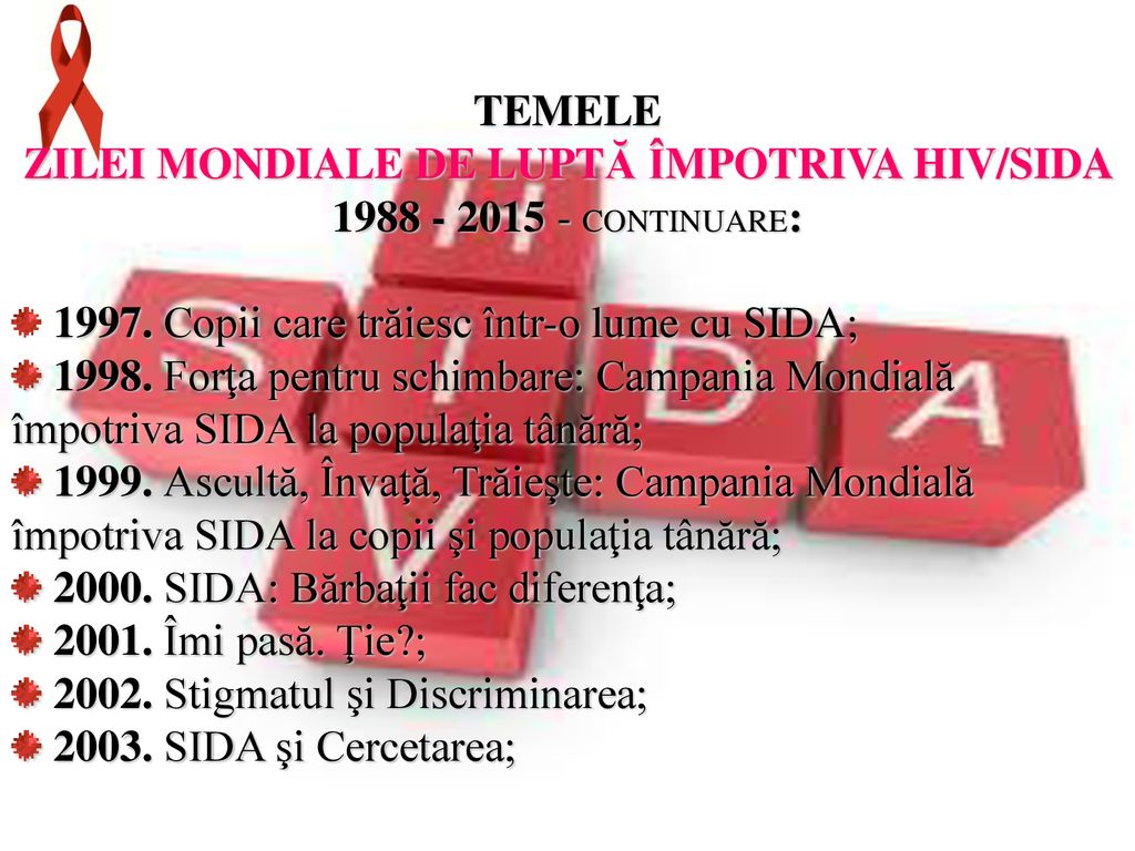 ZILEI MONDIALE DE LUPTĂ ÎMPOTRIVA HIV/SIDA