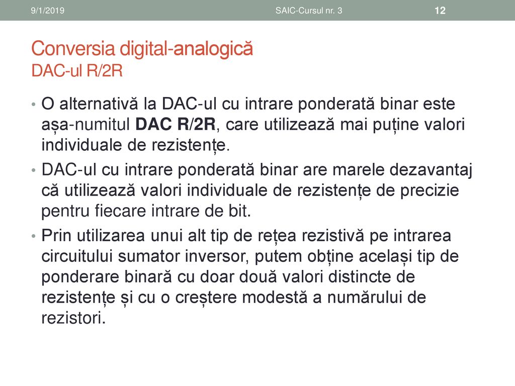 Conversia digital-analogică DAC-ul R/2R