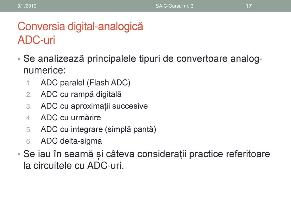 Conversia digital-analogică ADC-uri