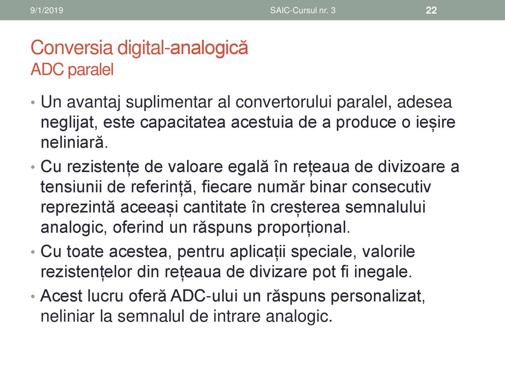 Conversia digital-analogică ADC paralel