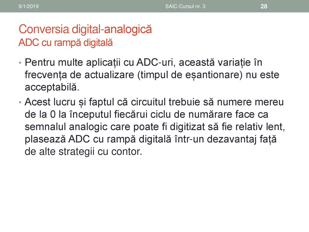 Conversia digital-analogică ADC cu rampă digitală
